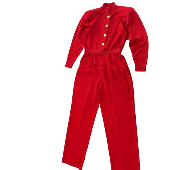 St. John Knit Jumpsuit with Gold Buttons - Picture 4 of 14